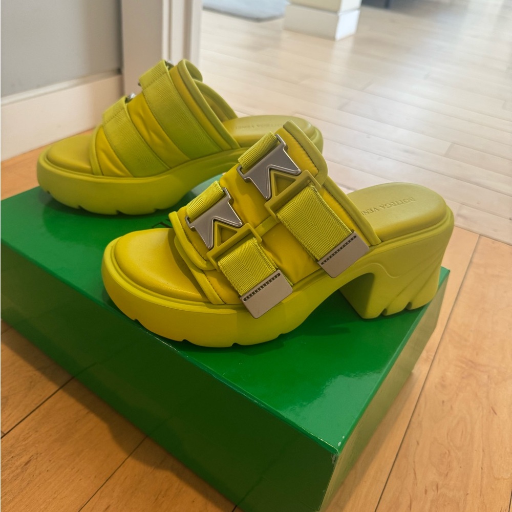 Bottega Veneta Lime Green Platform Sandals